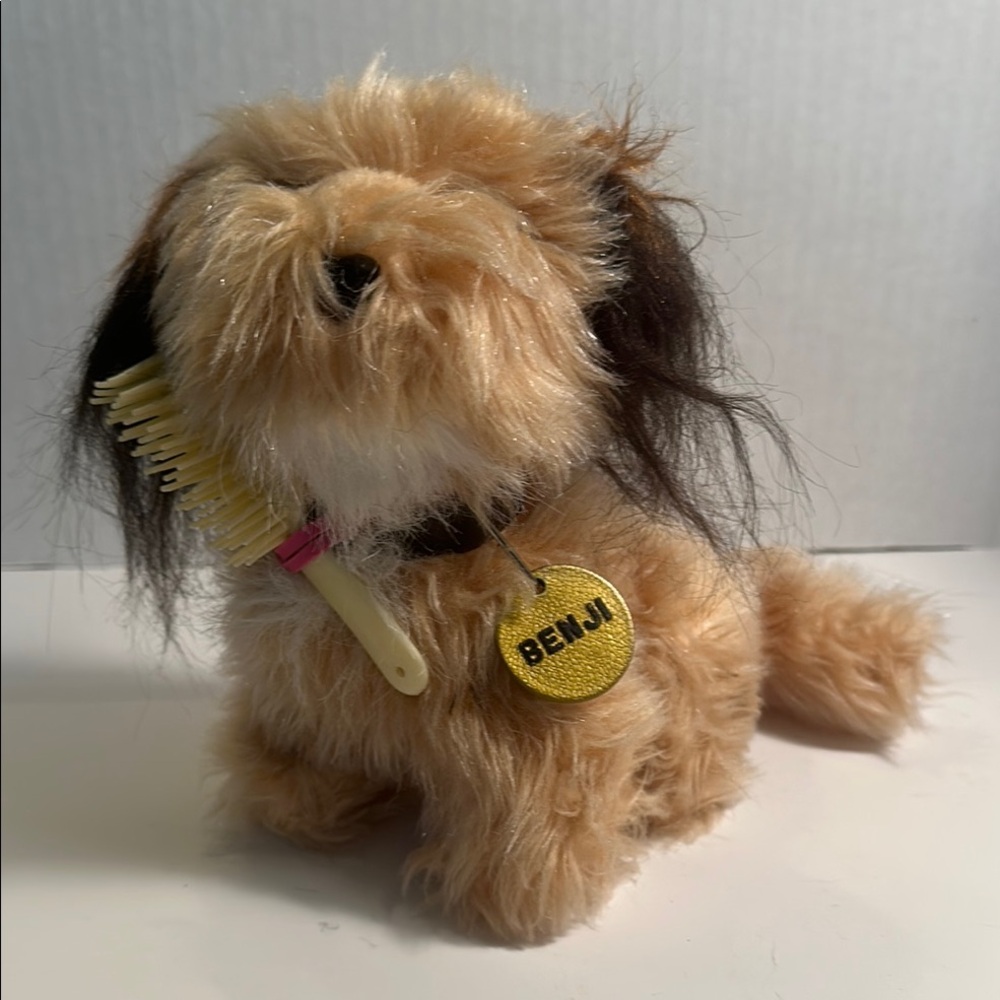 Vintage 1978 Benji Plush Dog with Comb and dog tag